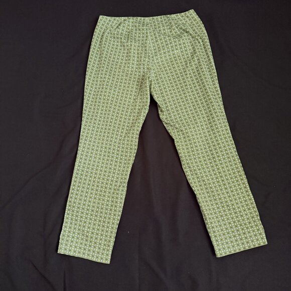 J.Jill Retro Inspired Womens Akle Cropped Pants 4 Green Geometric Stretch - Picture 3 of 9